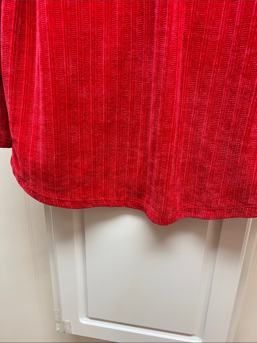 Ruby Rd. Bright Red Ribbed Button-Front Pullover - Picture 6 of 6